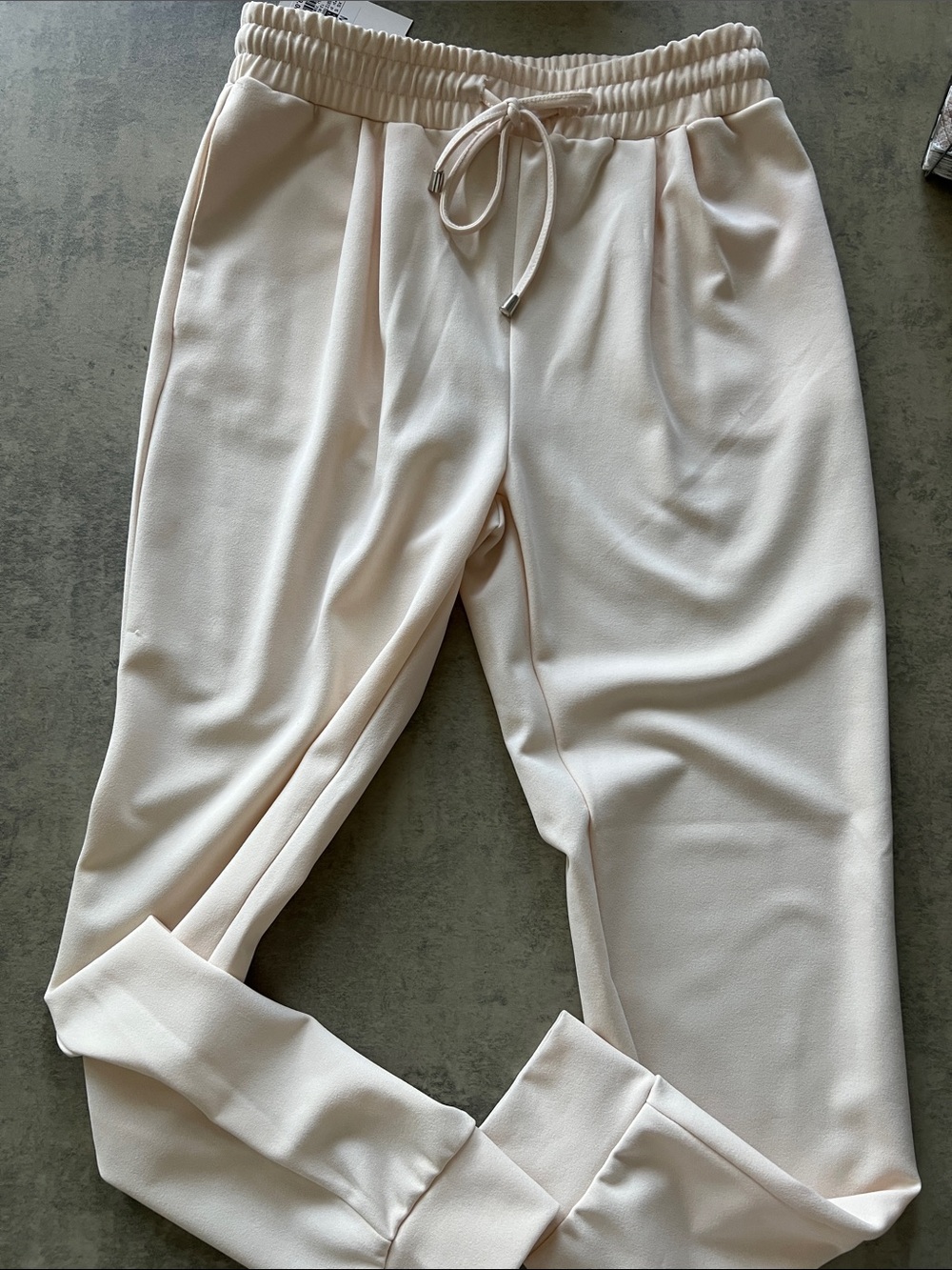 Urban Planet Cream Pleated Drawstring Jogger Pants